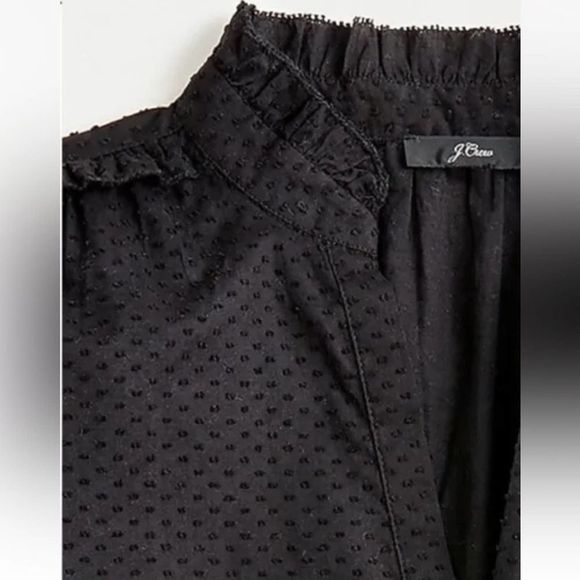 J. Crew GUC Polka Dot Embroidery V-neck Ruffle Details Blouse Top Size XS Black - Picture 4 of 6